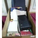 A box of philately to include loose stamps, albums and first day covers