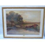 WILLIAM HENRY DYER. BRITISH FL.1890-1930 A landscape with cattle. Signed. Watercolour. 18' X 25'