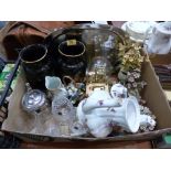 A box of ceramics, glass and sundries