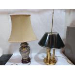 An oriental style table lamp and a brass example