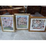 Five framed sporting prints