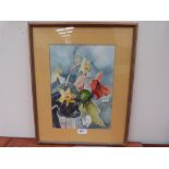 ELIZABETH JAWORSKI. CANADIAN bn. 1937 Still life of flowers in a vase. Signed. Watercolour. 13' x