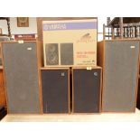 A pair of Spendor BCI loudspeakers; a pair of Wharfdale Shelton XP2s and a modern Yamaha