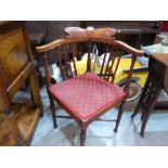 An Edward VII mahogany inlaid corner chair