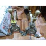 A pair pf brass andirons