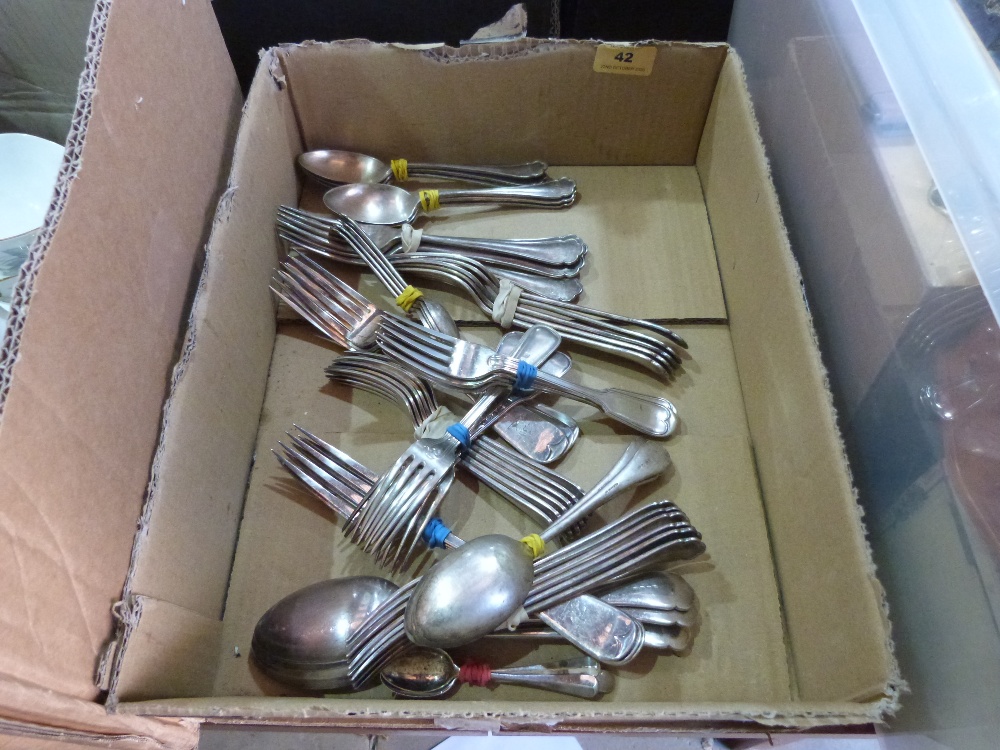 A quantity of plated cutlery