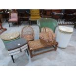 A collection of loom and wicker furniture