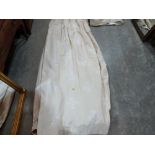 Two pairs of lined cream curtains. 50' wide x 77' drop; 76' wide x 78' drop