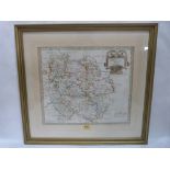 A Robert Morden map of Herefordshire and four oriental pictures