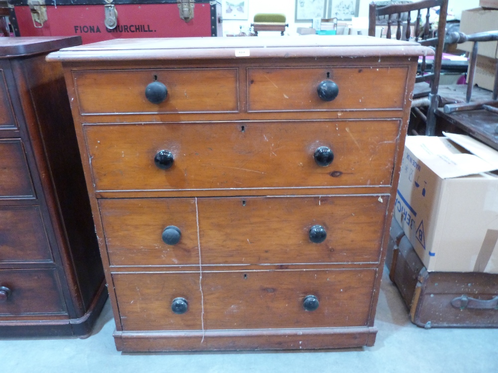 A Victorian pine chest of drawers. 42' wide