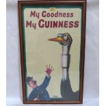 A framed Guinness advertising print on textile, 'My Goodness My Guinness' 31' x 18'