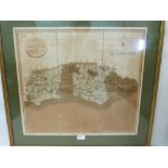 JOHN CAREY. BRITISH CARTOGRAPHER A New Map of Sussex pub. 1801. Framed folding map. 20' x 22'