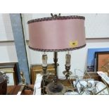 A Perrotti three light electric table lamp