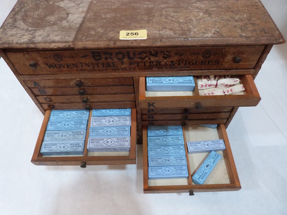 An early 20th century set of merchant's drawers, Brough's Woven Initial Letters and Figures, the - Image 2 of 2