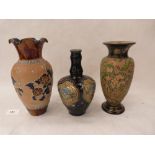 Three Royal Doulton vases, the tallest 8¼' high