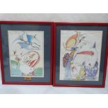 Two Gerald Scarfe political cartoon prints, signed in pencil by the artist. 10½' x 7¾'