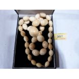 A Victorian necklace of 42 graduated ivory beads