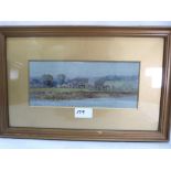 W.S. COLEMAN. BRITISH 19TH/20TH CENTURY A landscape at harvest time. Signed. Watercolour. 4' x 9¼'