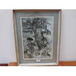 ROSAMUND C. JONES. BRITISH bn. 1944 Study of animals and tree. Signed in pencil and numbered 8/15.