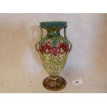 A Mintons secessionist design two handled inverted baluster vase. 8¾' high