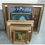 A collection of thirteen miscellaneous framed prints.