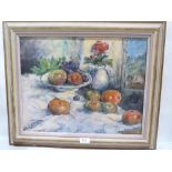 JOHN W. GOUGH. BRITISH 20TH CENTURY Still life. Signed. Oil on board 15' x 18½'