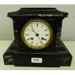 An early 20th century French slate mantle clock 8¼' high. (Damage)
