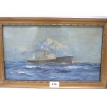 ENGLISH SCHOOL. 20TH CENTURY A liner at sea. Oil on board 9' x 15½'