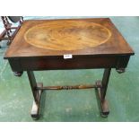 A William IV mahogany side table with frieze drawer on end standard supports. 24¾'