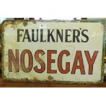 Two enamel advertising signs, Faulkner's Nosegay 14' x 23' and Drink Tizer the Appertizer 20' x 30'