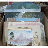 A quantity of unframed oil paintings and watercolour drawings by the late Ludlow painter John W.