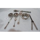 A quantity of plated and silver items, the lot to include a pair of Victorian silver salts, London