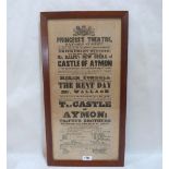 A framed theatre poster. 19¾' x 8½'