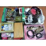 Four boxes of costume jewellery and sundries