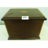 An Edward VII mahogany line inlaid and banded stationary box with fitted interior. 10½' wide