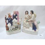 A 19th century Staffordshire group 'Highland Jessie' 8½' high together with another group modelled