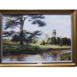 GILLIAN ROBINS. BRITISH 20TH CENTURY Trentham Gardens. Signed and dated '86. Oil on canvas 18' x