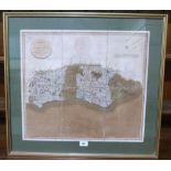 JOHN CAREY. BRITISH CARTOGRAPHER A New Map of Sussex pub. 1801. Framed folding map. 20' x 22'