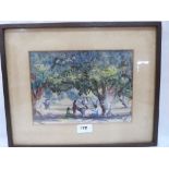 F.B. YALAVATTI. INDIAN 1930-1950 Two watercolour drawings, both signed. 7' x 9½'; 6¾' x 11¾'