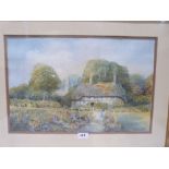 ENGLISH SCHOOL. 20TH CENTURY A cottage garden. Signed initials DC. Watercolour 13' x 20'