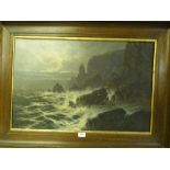 FRANCIS E. JAMIESON. BRITISH 1895-1950 A rugged coastal seascape. Signed. Oil on canvas 20' x 30'