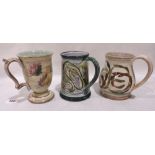 Three Denby Glyn Colledge Tankards, all signed to the bases