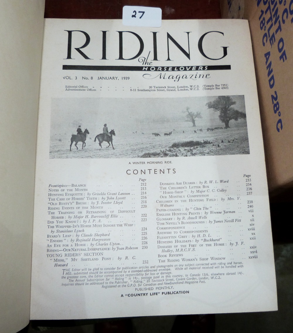 Two bound volumes of Riding magazine 1938-39