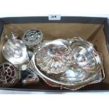 A small quantity of plate, the lot to include a pair of silver half-gadrooned salts and a silver
