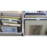 Two boxes of miscellaneous framed pictures