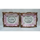 A pair of Victorian Dixon + Phillips Sunderland copper and pink lustre wall plaques, each transfer