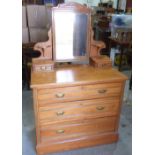 An Edward VII satin pine dressing chest. 36' wide. (One handle lacking)