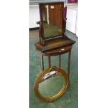 An Edward VII occasional table, a Victorian dressing table mirror and a convex wall mirror