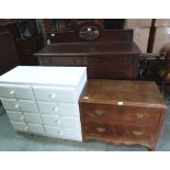 A 1930s oak sideboard and two chests of drawers