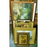 A collection of oils, watercolours and prints